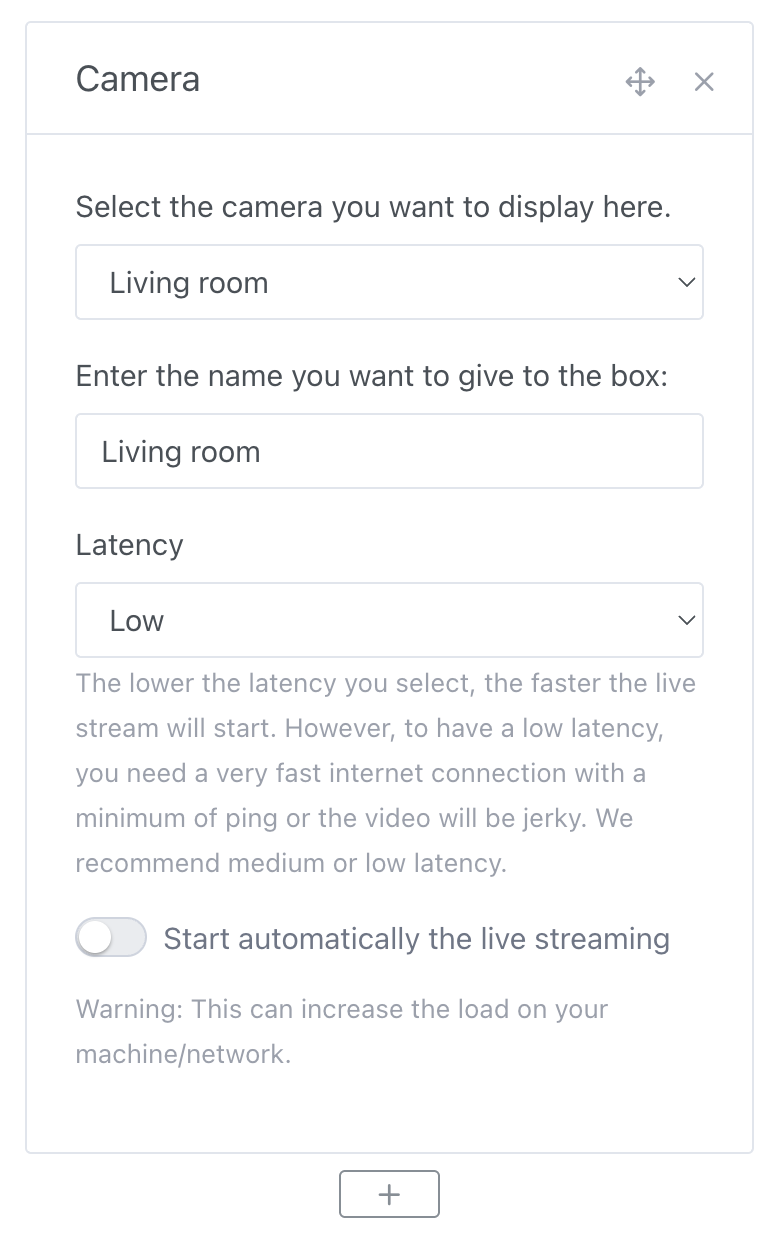 Select the camera to display